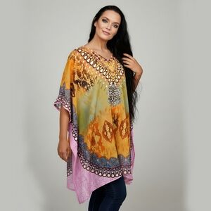 Formal Georgette Kaftan ✦ Baroque Snake Print Acrylic Stone Embellished OS NWT